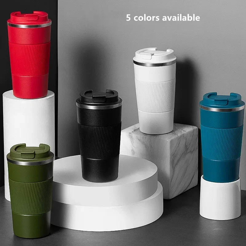 380ml/510ml Water Cup Drinkware Travel Water Bottle Stainless Steel Coffee Thermos Mug with Non-slip Case Car Vacuum Flask