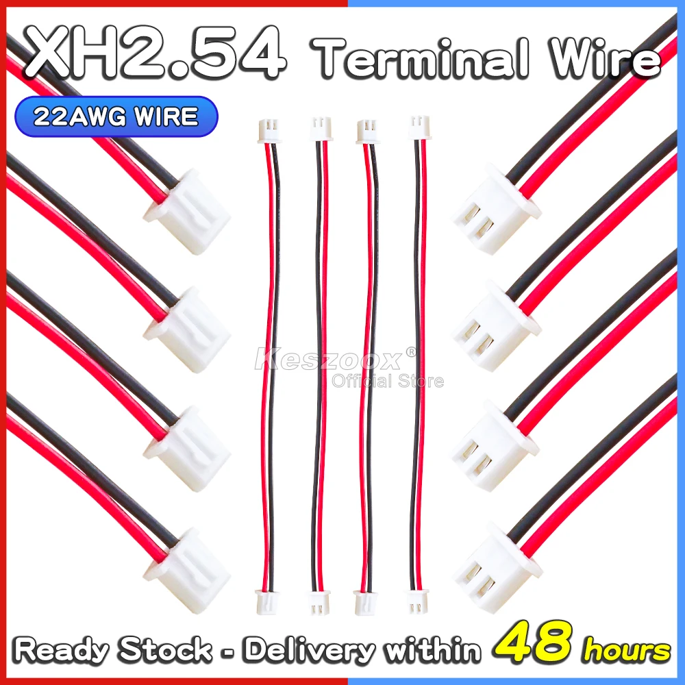 Keszoox JST XH2.54 XHP-2 2.54mm Wire Cable Connector 2P Female Connectors Housing and 22 AWG Wre