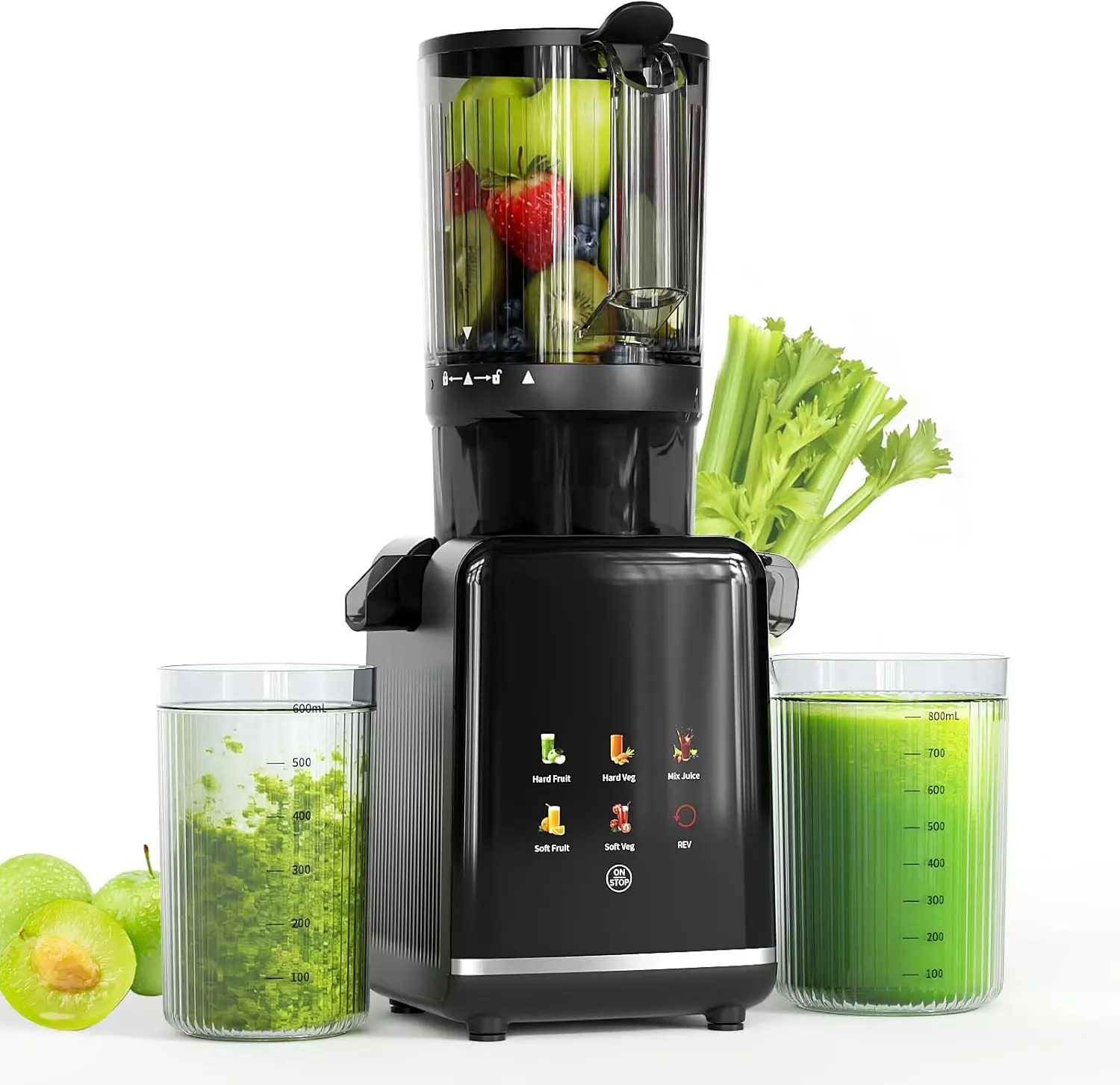 

Cold Press Juicer with Wide Feed Chute, Slow Masticating for Whole Fruits & Vegetables, High Yield Easy Clean