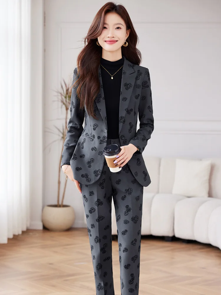 Formal Blazer for Women, Business Suits, Autumn and Winter Work Wear, Jackets and Pants, Quality Office Uniform 2-Piece