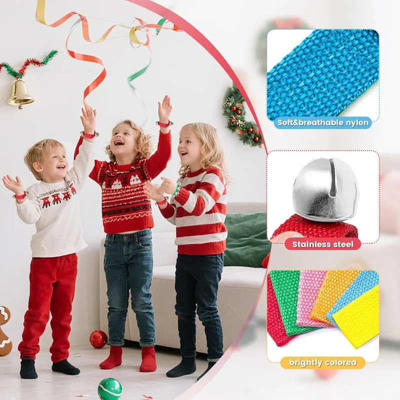 نغمة رنين معصم عيد الميلاد، أداة قرع، لعبة إيقاع الموسيقى، جرس يدوي قابل للتعديل مناسب لتزيين حفلات عيد الميلاد