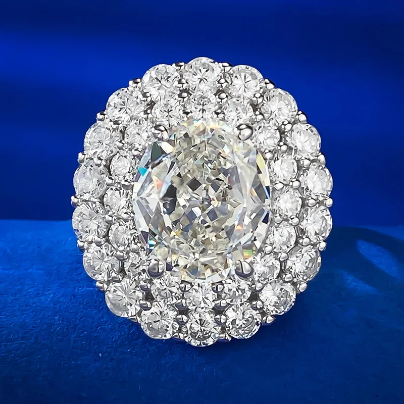 

2023 New imported high carbon diamond 10 * 12mm ice flower cut luxury inlaid with full diamonds from Europe and America