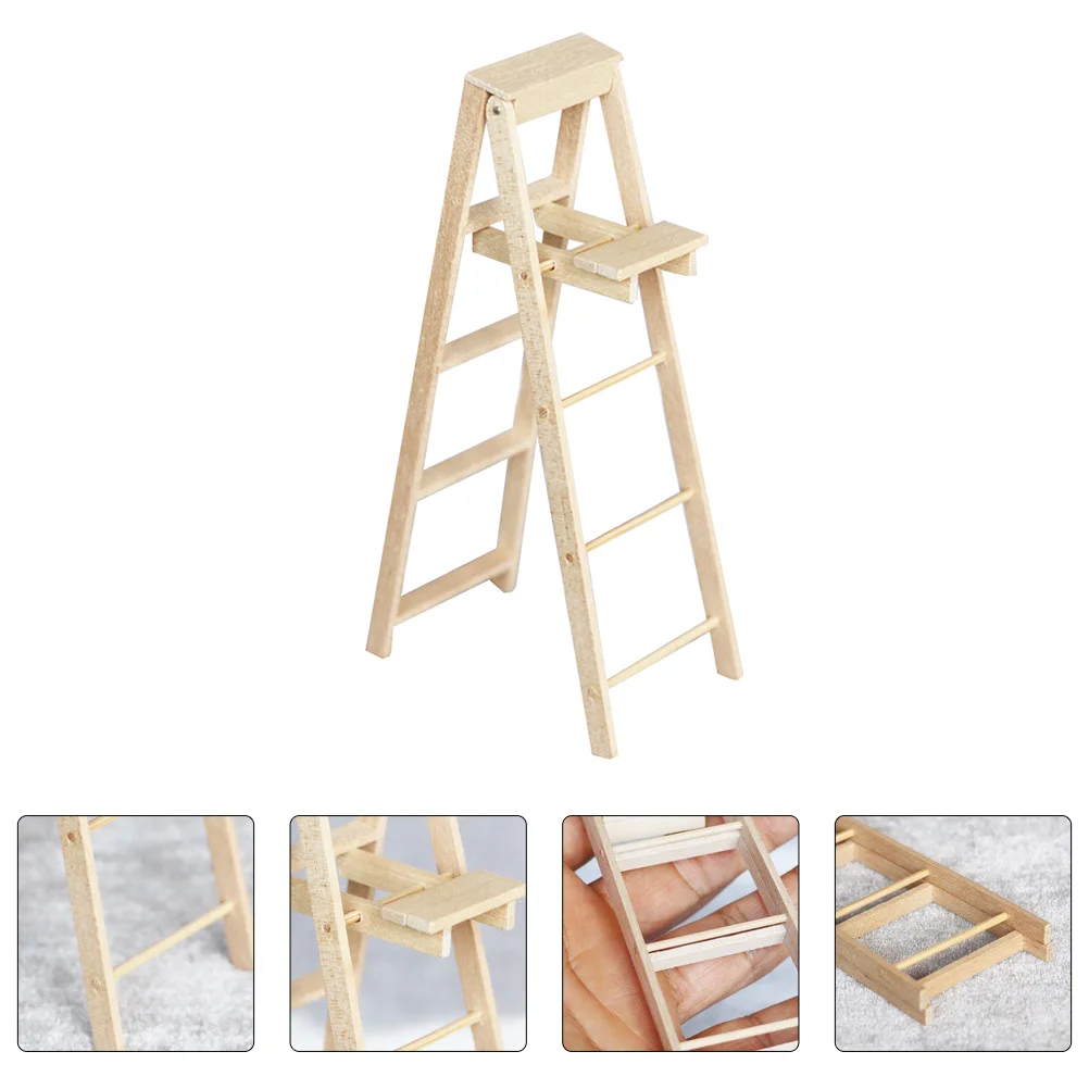 Miniature House Ladder Ladders Dollhouse Stairs Wooden Decorative Furniture