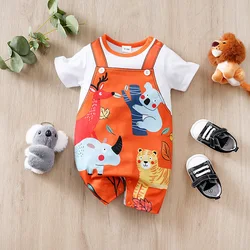 Newborn Baby Clothes Animal-Red Print Fashion Infant Jumpsuit Toddler Short Sleeve One-piece Pajamas Bodysuit Summer Romper