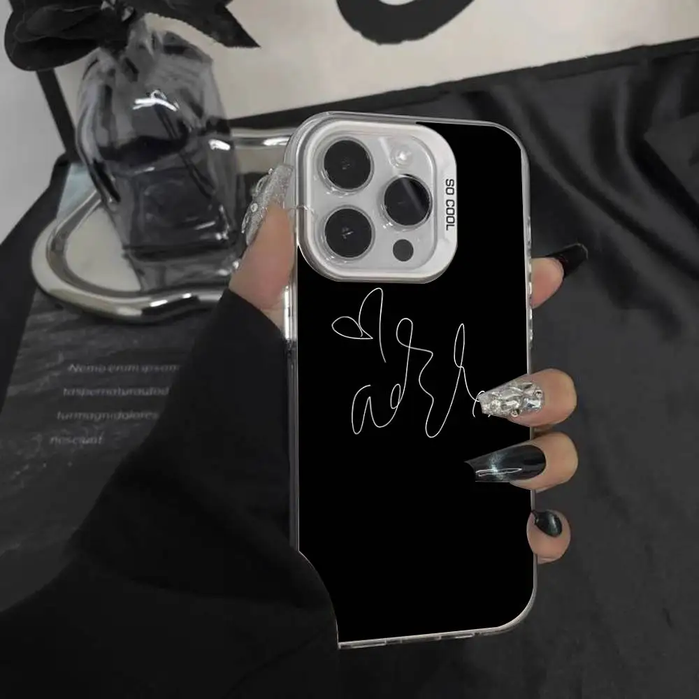 حافظة هاتف سنجر A-Adele لهاتف آيفون 16,15,14,13,12,11,Pro,XS,Max,Plus,Mini,SE غطاء مقاوم للصدمات من الحلوى البيضاء غير اللامعة