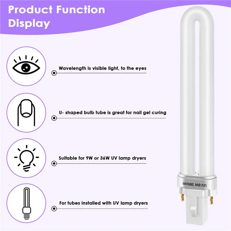 

B17B 9W Nail Uv Machine 365Nm Lamp Bulb Tube