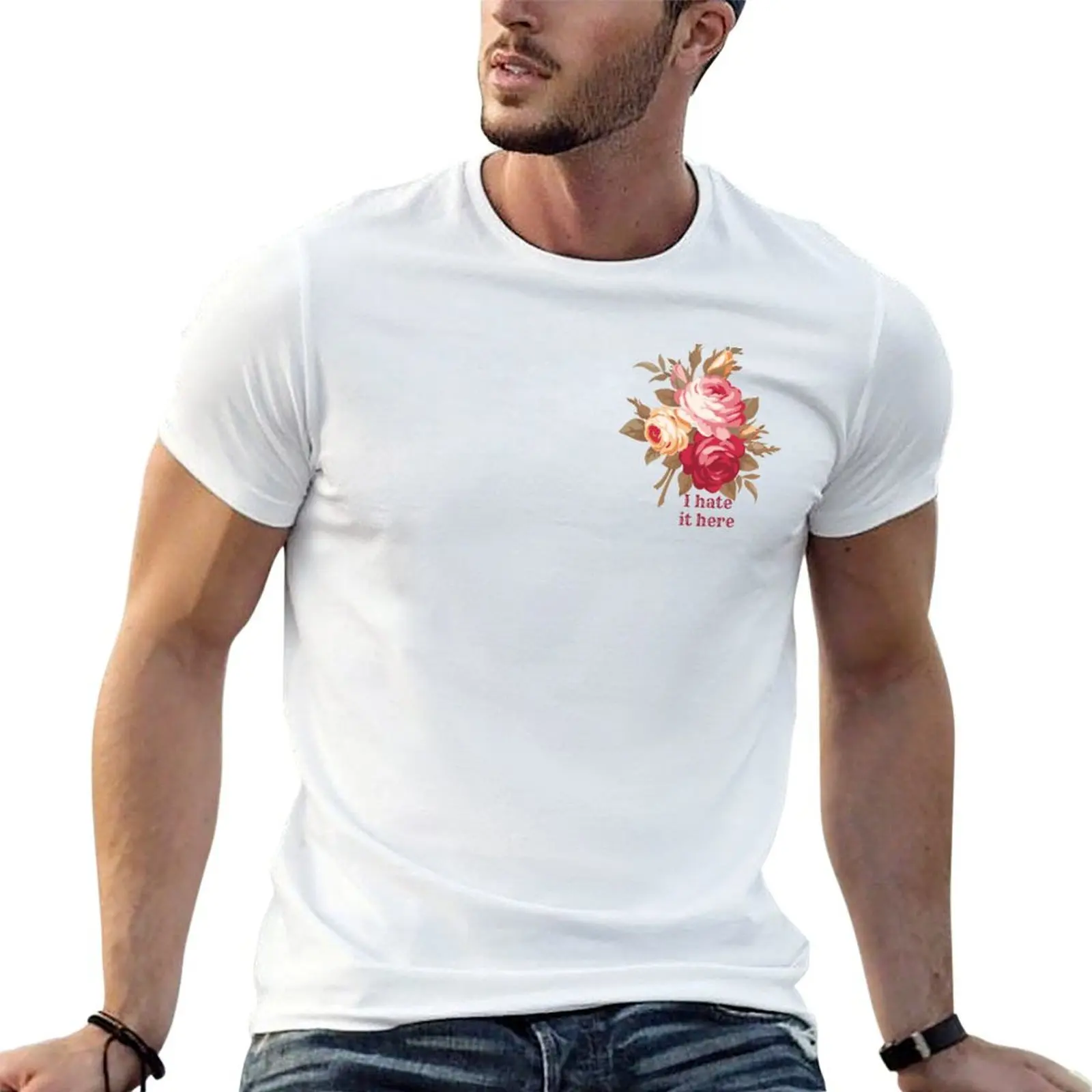 

Qtcinderella I Hate It Here T-Shirt sublime korean fashion Aesthetic clothing tshirts for men