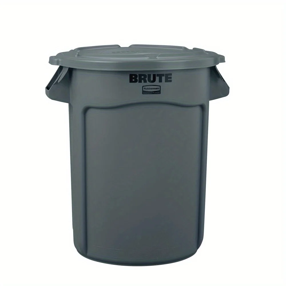 

32 Gallon Large Trash Can With Lid For Kitchen Office Outdoor Grey Heavy Duty Plastic Garbage Bin Home Commercial Use