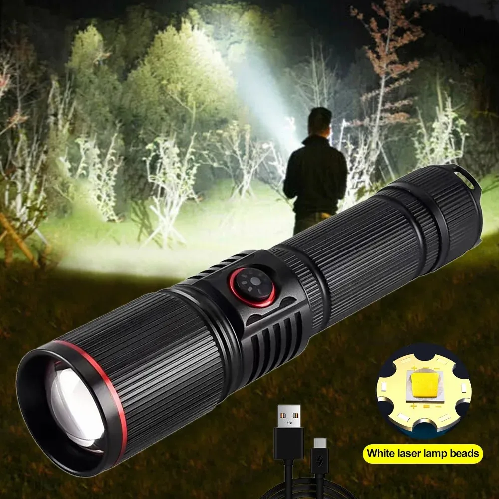 

E2 300W High Power LED Flashlight USB Rechargeable Zoom Tactical Torch Camping Outdoor Hunting Fishing Walking Emergency Lantern