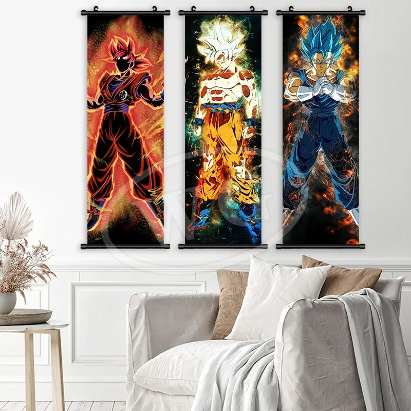 Dragon Ball Z anime Super Saiyan Goku poster HD hanging scroll painting room bedroom decoration painting hanging painting