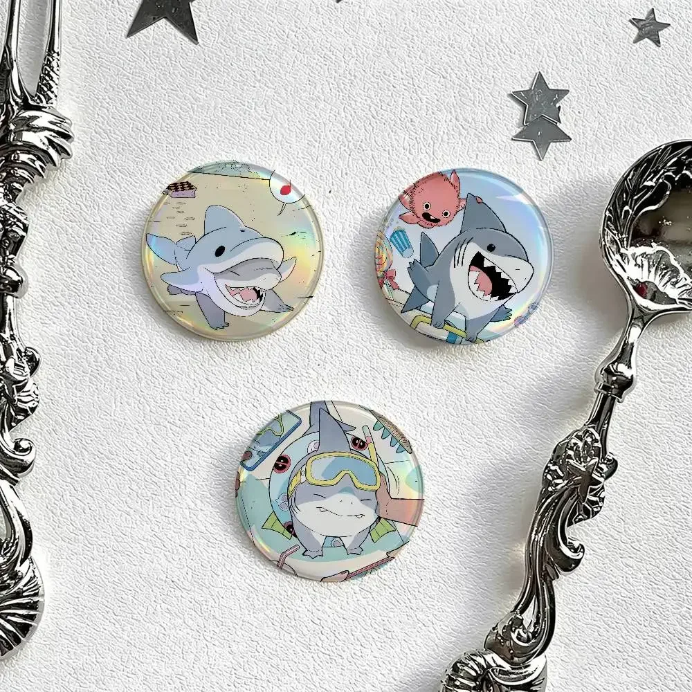 CARTOON J-Jeff The Land S-Shark  Round Badge Game Figure Button Pin Tinplate Brooch Clothes Bag Accessories Friends Gift