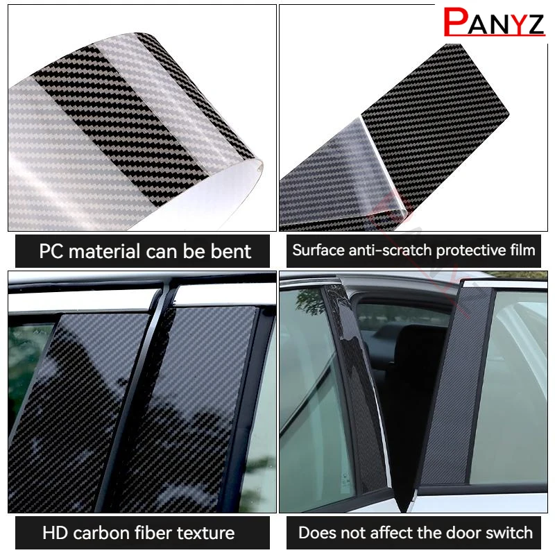 6Pcs Car Window Pillar Posts Door Trim Sticker for HYUNDAI GENESIS G80 Sedan 2015 2016 2017 2018 2019 2020 2021 2022