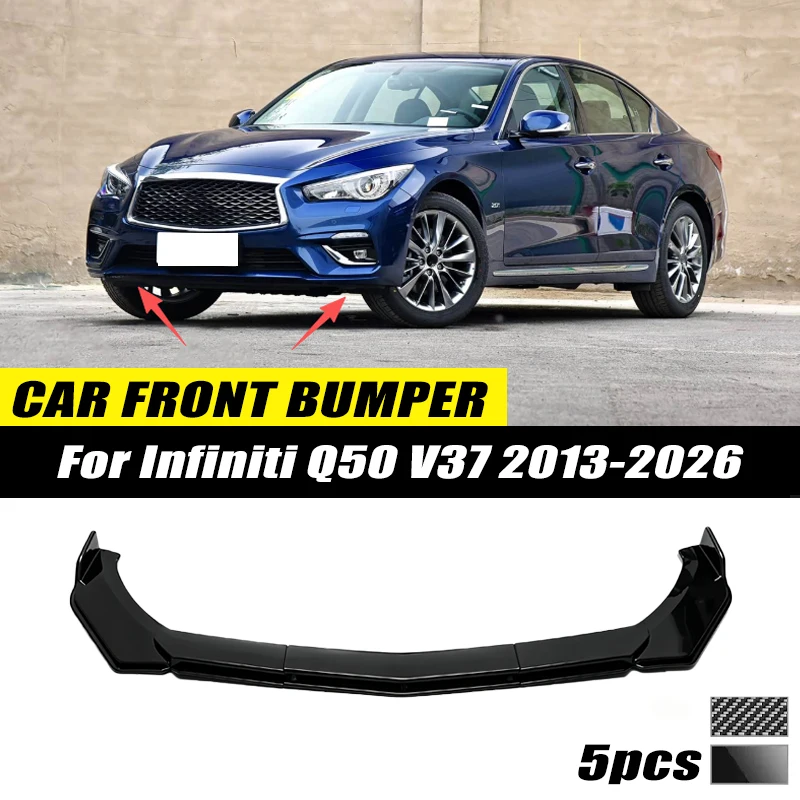 For Infiniti Q50 V37 2013-2026 Front Bumper Lip Front Guard Spoiler High-quality ABS Material Body Kit Front Lip Accessory