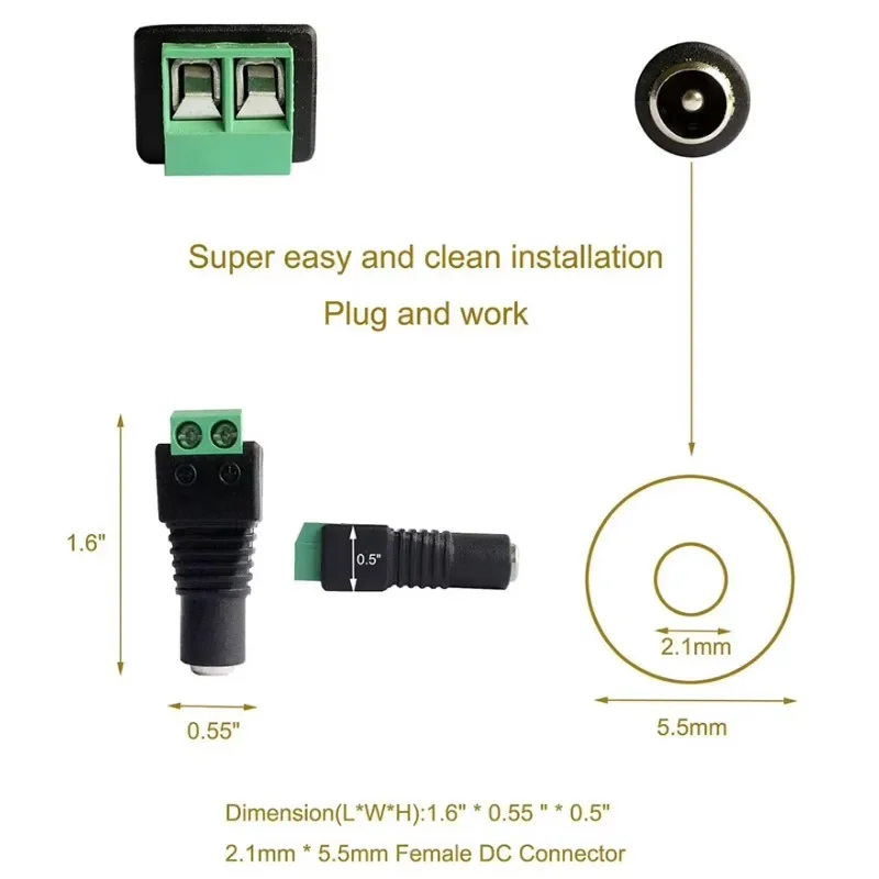 Adaptador de enchufe coaxial Cat5 a Bnc, conector hembra de CC, Av, BNC, UTP, para cámara de vídeo CCTV, Balun, 10 pares (20 piezas)