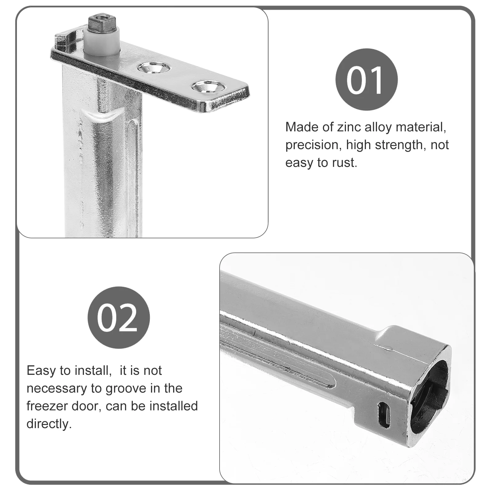 Fechadura automática de porta de alta capacidade para geladeira, liga de zinco, porta de freezer, pivô de metal, acessórios, dobradiça de móveis