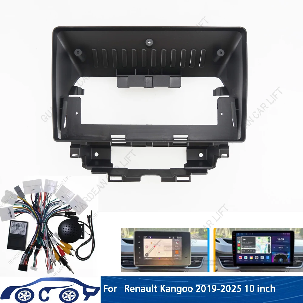 

10 Inch Car Radio Fascias For Renault Kangoo 2019-2025 Android Stereo Frame Player 2 Din Head Unit Panel Dash Trim With Cable
