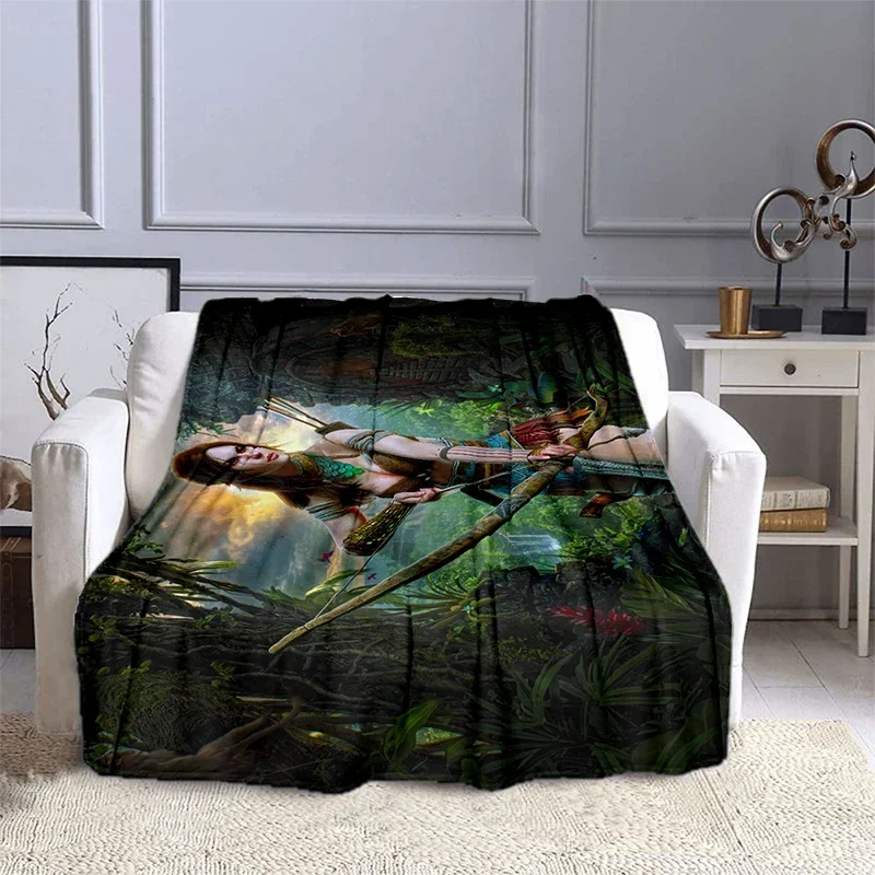 Tomb Raider-Ancient Hazard Figure Blanket for Children High Quality Flannel Blankets Soft and Comfortable Home Travel Blanket