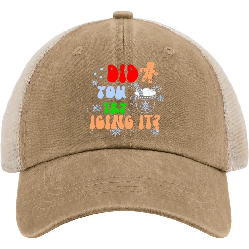 Gingerbread Man Cookie Ugly Sweater Oh Snap Christmas hat Men Cap Mens Sun hats for Dad Workout Caps