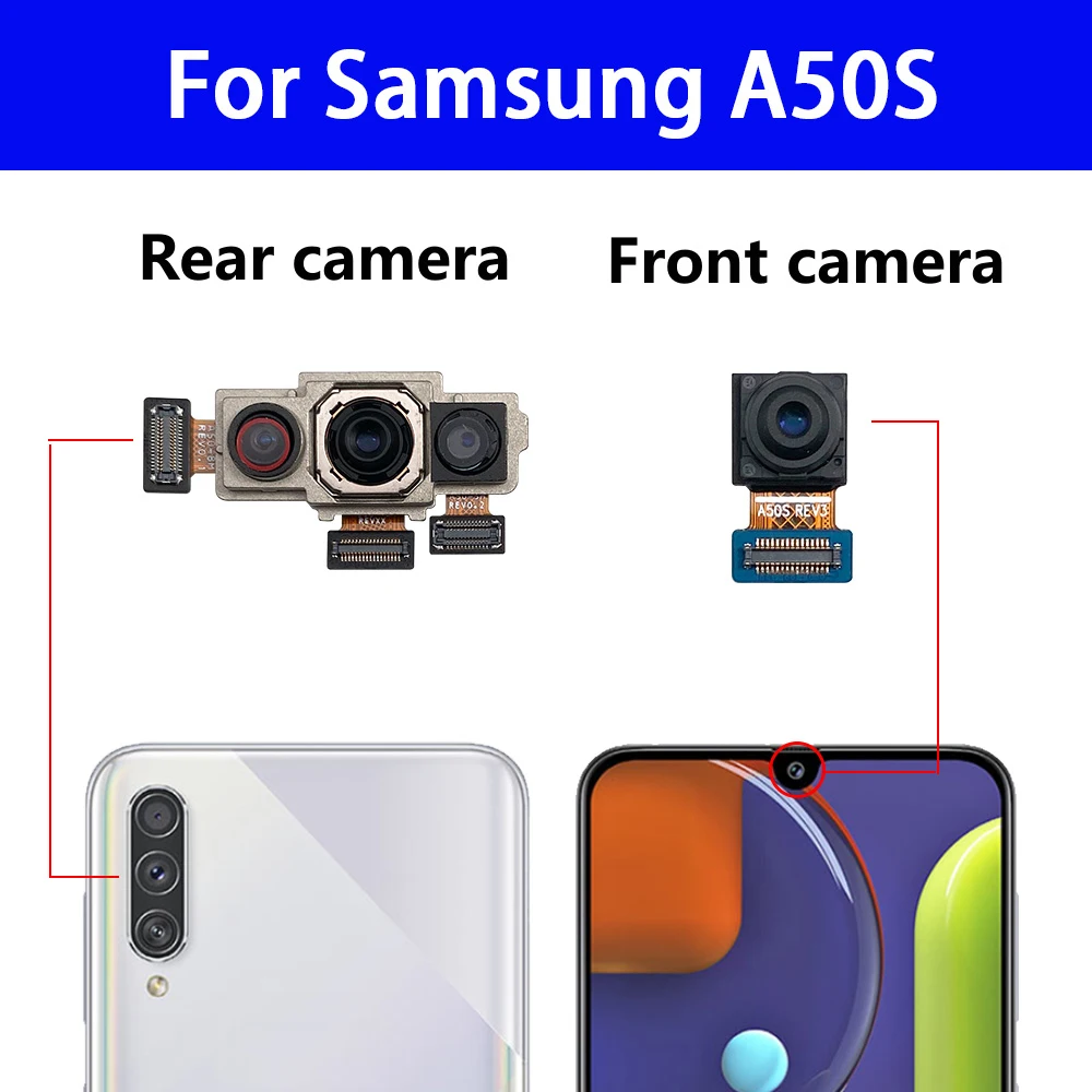 NEW Tested Back Big Main Camera Module And Front Small Camera Module Flex Cable For Samsung A10S A20S A30S A50S A70s A20E