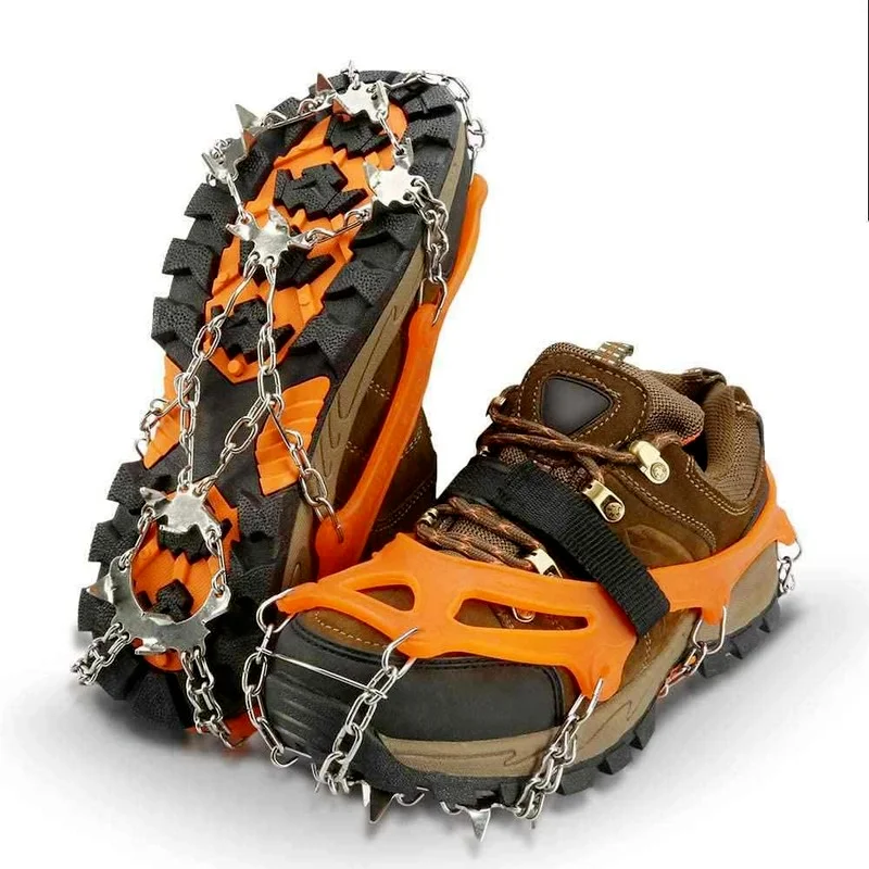 

Hot Sale Outdoor Crampons 10 Tooth Snow Skid Shoe Cover Stainless Steel Thermo-elastic Rubber Mountaineering Ice Climbing