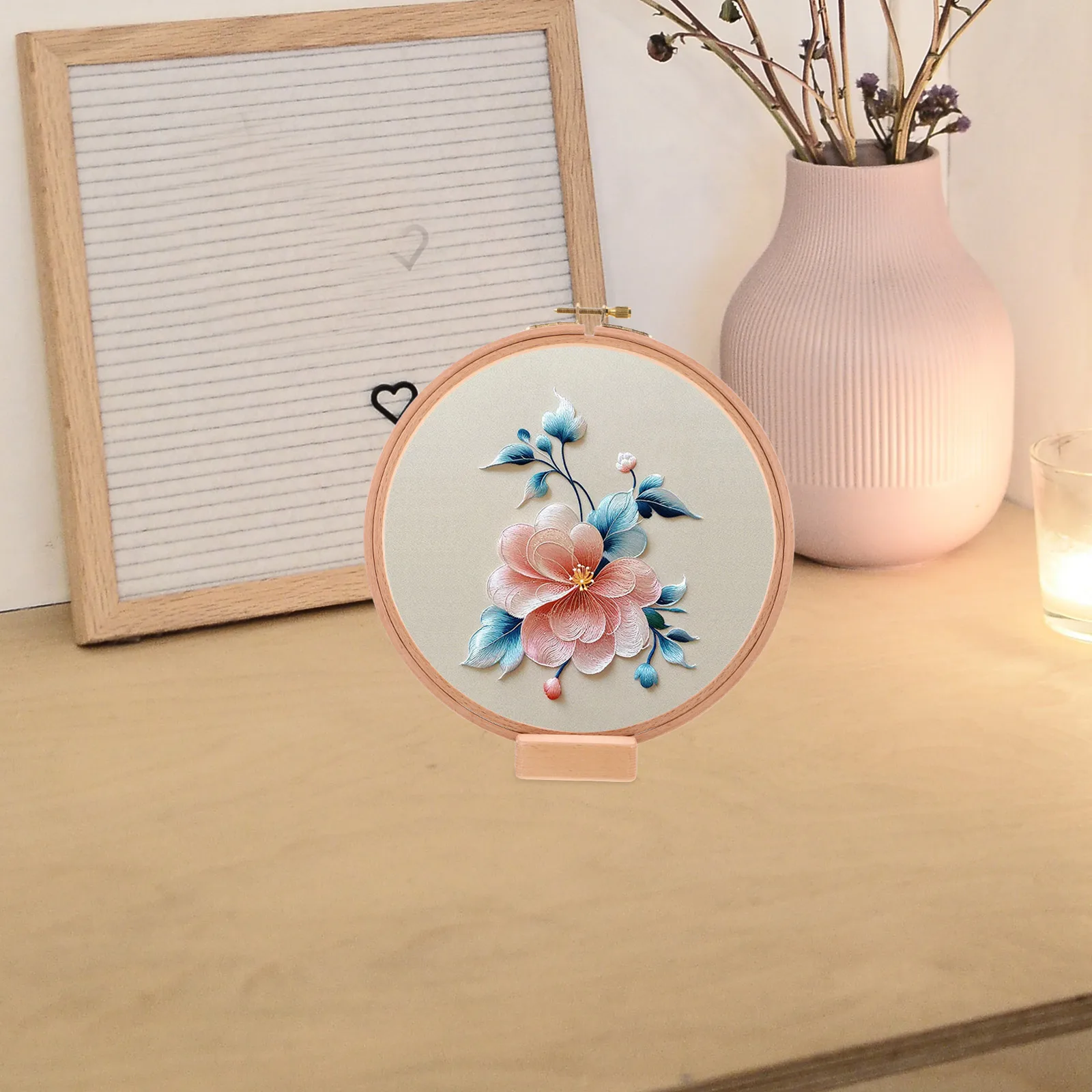 

1 set 1 Set Embroidery Stand Wooden Base Adjustable Hoop Frame For Cross Stitch Tapestry Diy Craft Handicraft Support