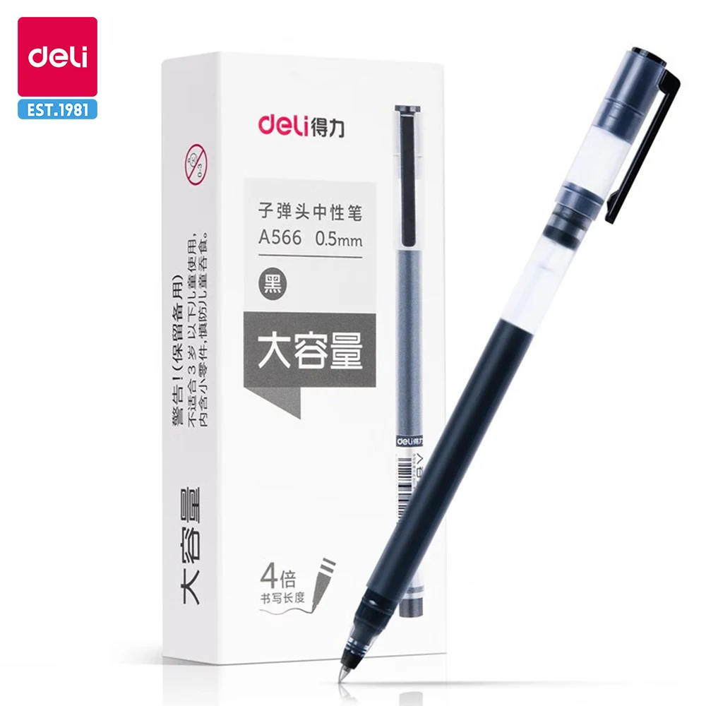 

Deli Gel Pens High Capacity Gel School Pens Black Red Waterproof Gel Ink Ballpoint Pen Stationery Writing Supplies Office