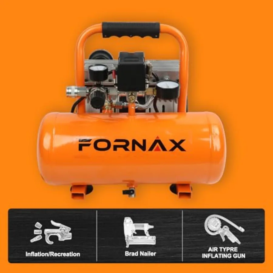 ضاغط هواء 2 جالون ضاغط محمول خالي من الزيت 120 فولت 1 حصان 2.2 CFM @ 90 رطل لكل بوصة مربعة ماكس 125 رطل لكل بوصة مربعة 65dB ضاغط محمول فائق الهدوء #4