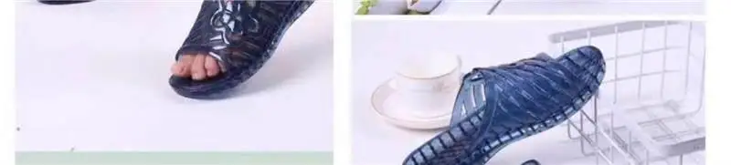 Sandalias de gelatina de cristal para mujer, talla grande, con soporte de plástico, antideslizantes para baño, sandalias de p...