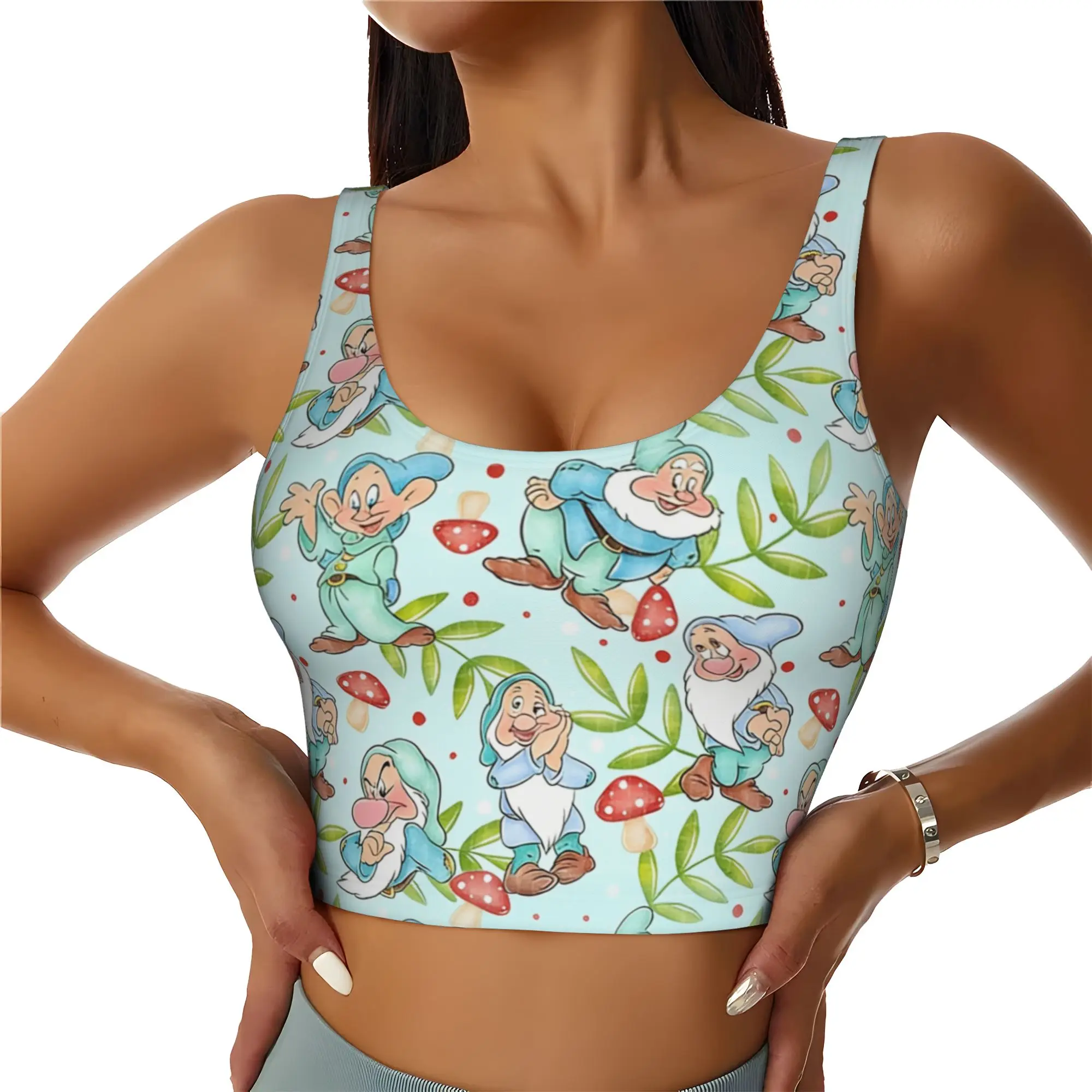 Custom High Impact Seven Dwarfs Sports Bra Women's Anime Manga Gym Workout Yoga Crop Top