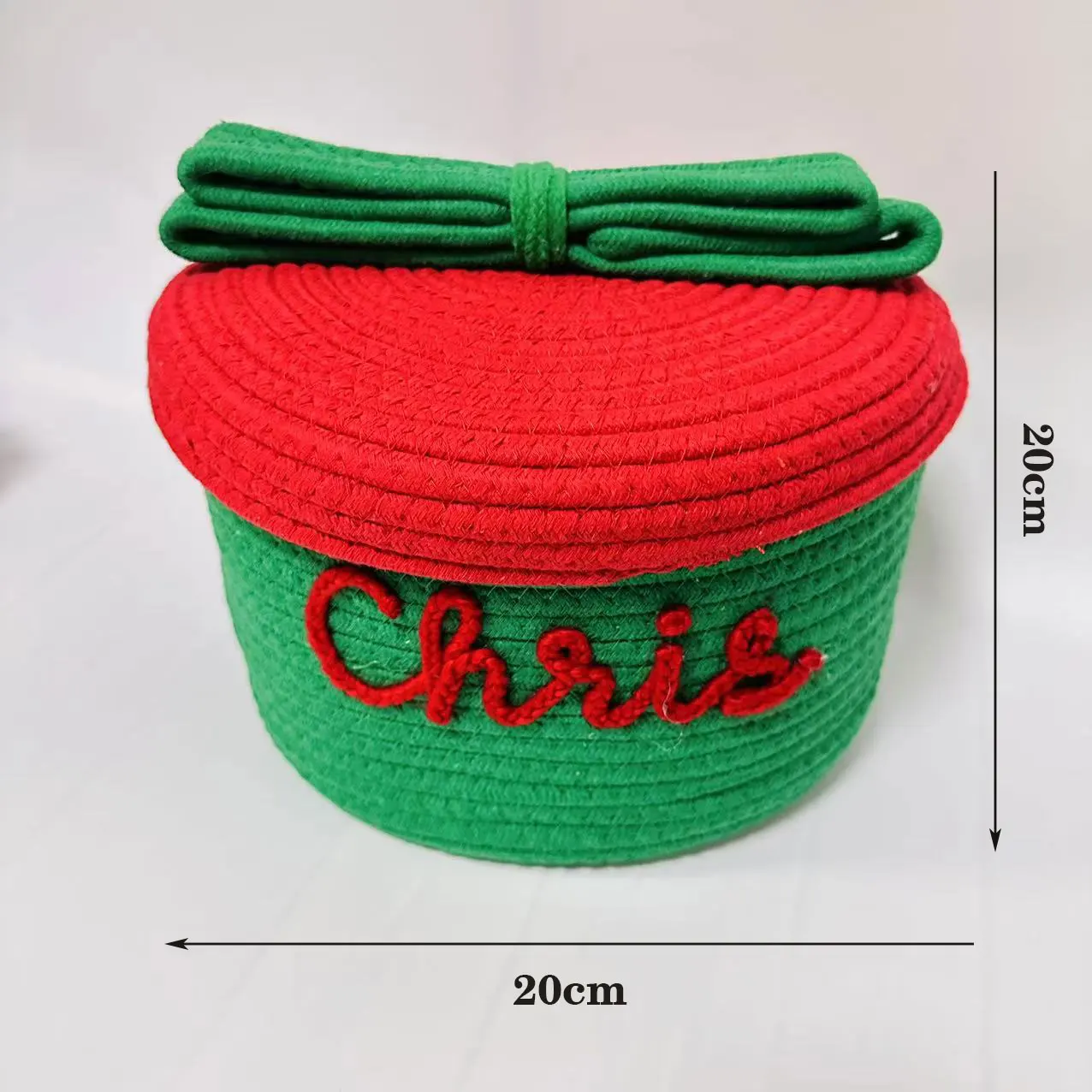 Personalized Christmas Handmade Storage Basket with Lid Woven 2024 New Custom Name Weave Gift Box Stocking Candies for Children