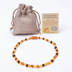 Women Amber Beaded Necklace DIY Stone Necklace Polished Irregular Necklace Gift for Birthday Wedding
