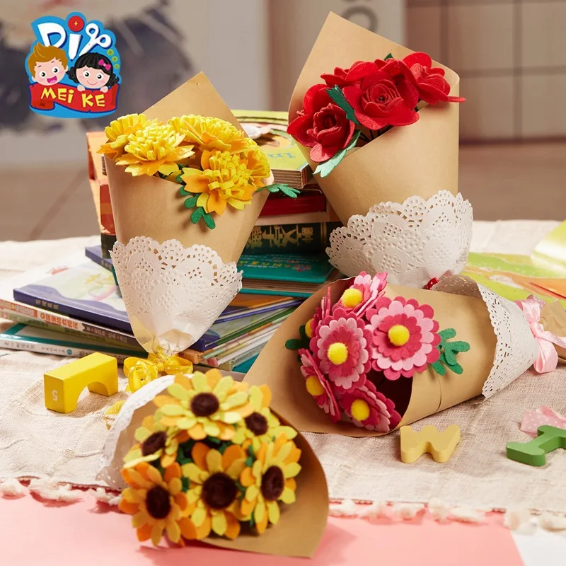 Teacher's Day Gift To Teachers Non-woven Hand Bouquet Children's Puzzle Handmade DIY Production Bouquet Material Kit