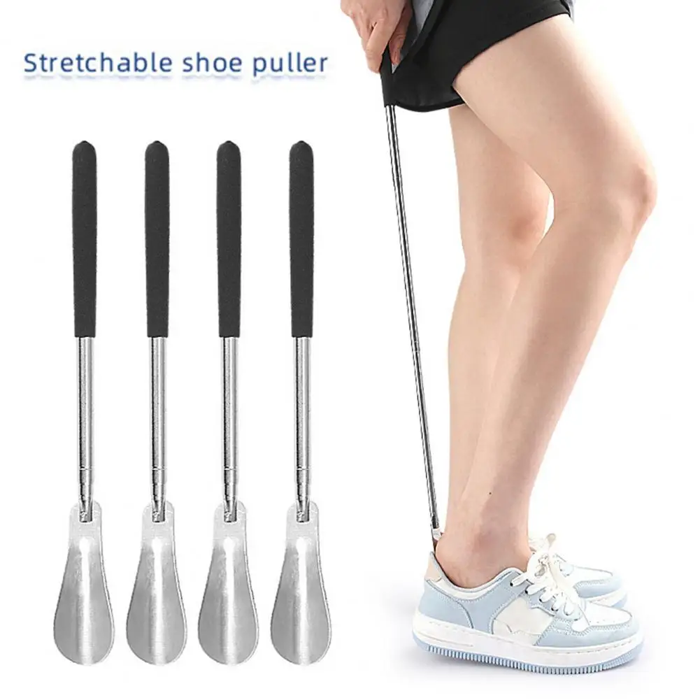 

Stainless Steel Shoe Horn Telescopic Anti-slip Handle Seniors Kids Elder Boots Casual Sports Shoe Lifter Helper Shoe Accessories