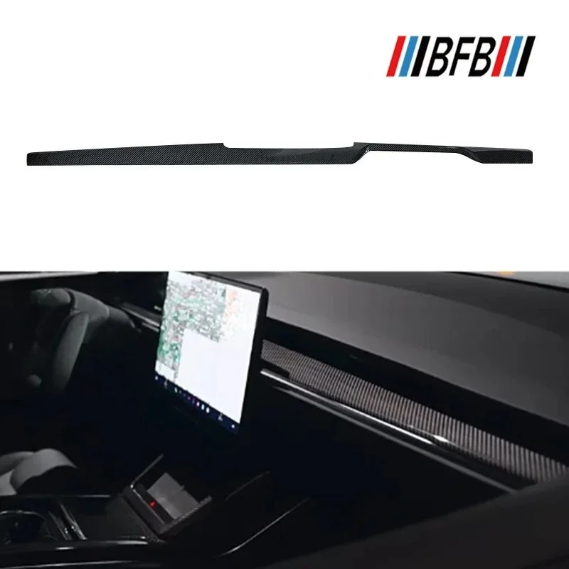

For Tesla Model X S 22 Real Dry Carbon Fiber Dashboard Long Trim Instrument Panel Interior decoration modification Accessories