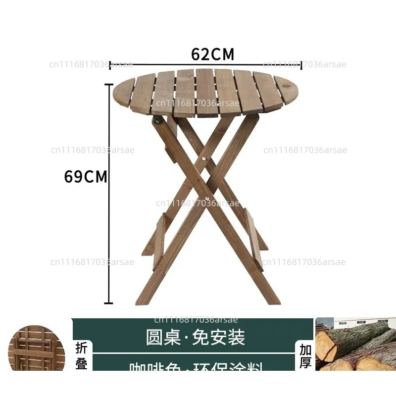 Folding Table, Portable, Stall, Casual Set Wooden Balcony Table And Chairs