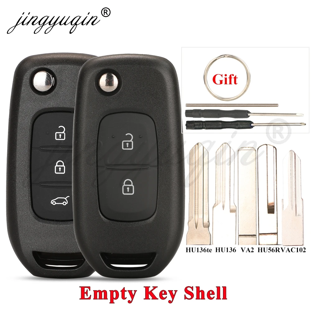 Carcasa de Llave Remota Plegable jingyuqin para Renault Megane 3, Logan 2, Kadjar, Captur, Symbol, Dacia Duster, Logan, 2/3 Botones