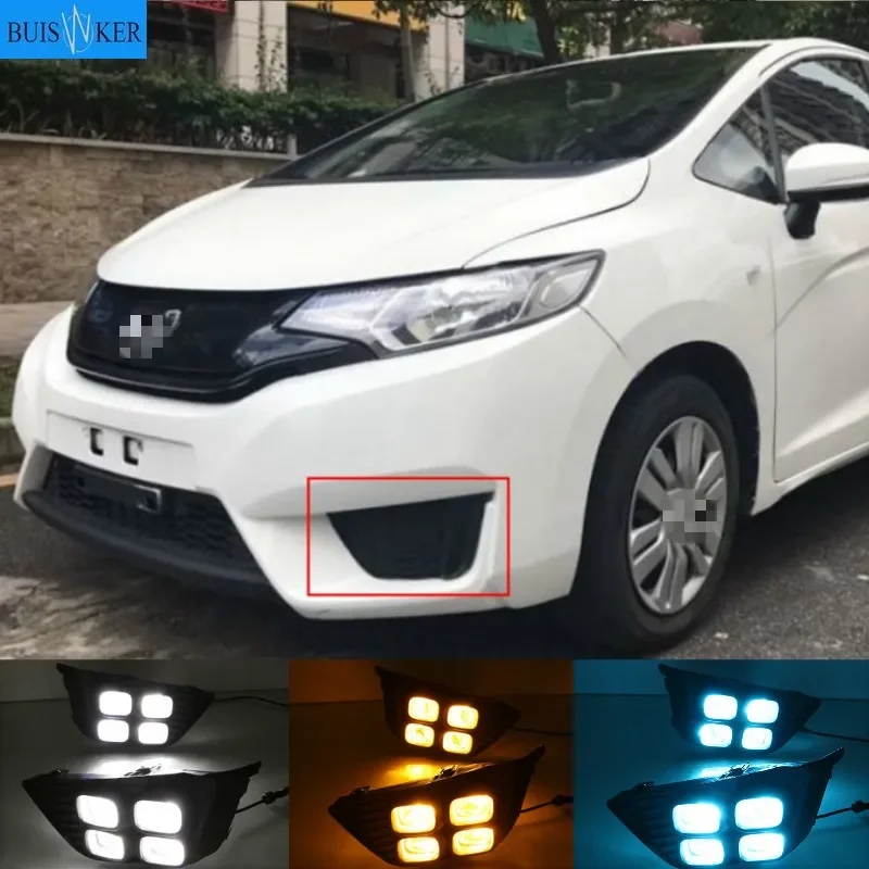 

For Honda Jazz Fit 2014 2015 2016 Turn Yellow Signal Relay Waterproof Car DRL 12V LED Daytime Running Light Fog Lamp