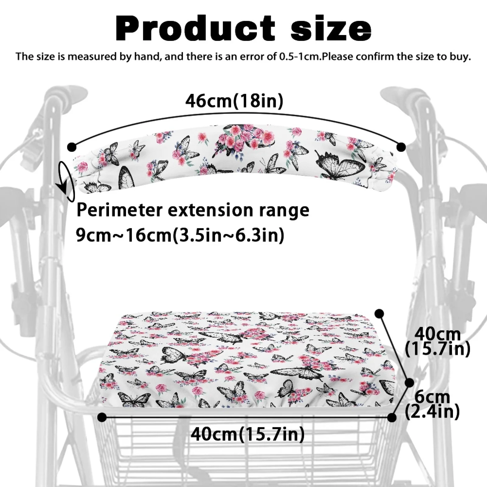 Coloranimal Butterfly Floral Pack of 2 Rollator Seat Back Covers Easy to Clean Walker Seat Cover for Friends view 6