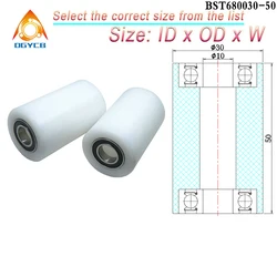 1 pz 10x30x50 POM rulli a doppio cuscinetto BST680030-50 10*30*50 ruota di guida in poliossimetilene 30mm puleggia per cuscinetti in plastica