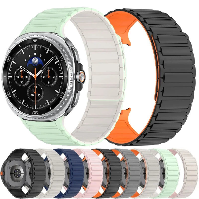 삼성 갤럭시 시계 8 용 마그네틱 밴드 갤럭시 8Classic 46mm 액세서리 용 44mm 40mm 실리콘 루프 스트랩 교체 팔찌