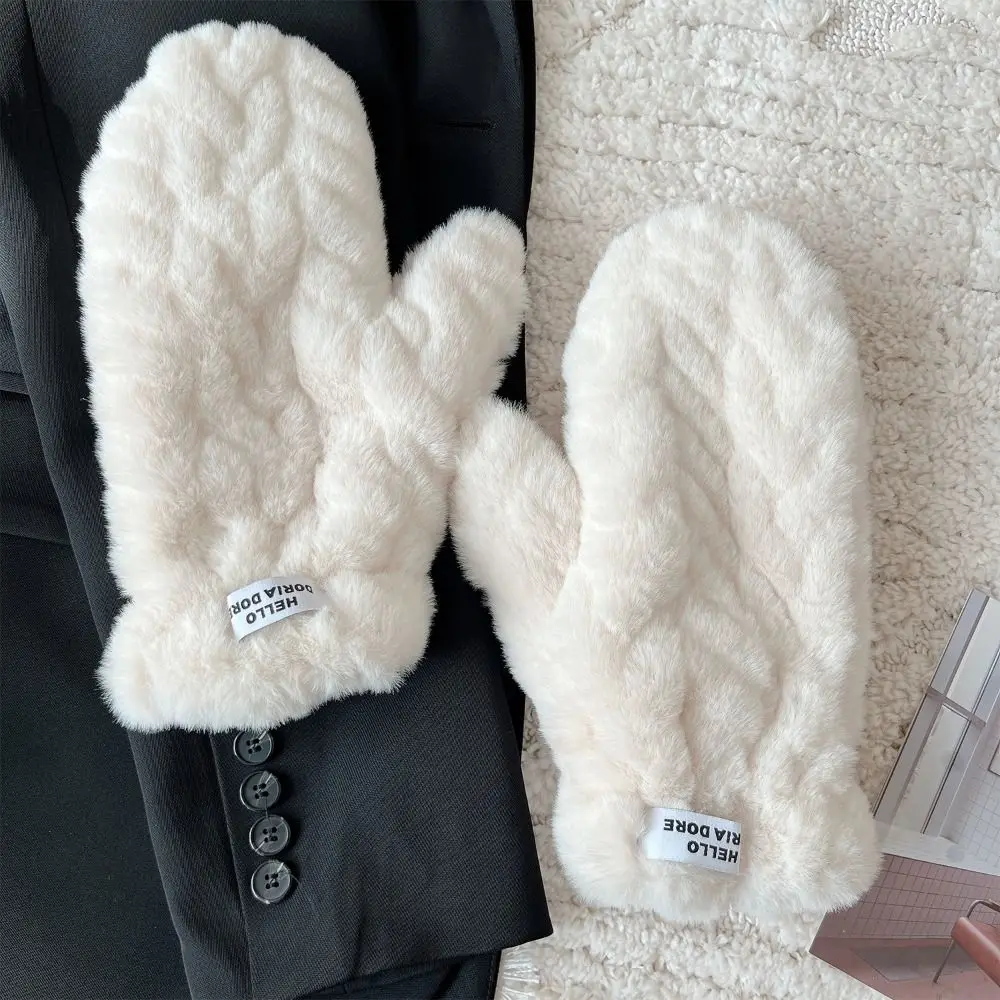 Soft Winter Baby Gloves Plush Thicken Fingerless Ladies Snow Gloves Cold Protection Windproof Motorcycle Riding Gloves Outdoor