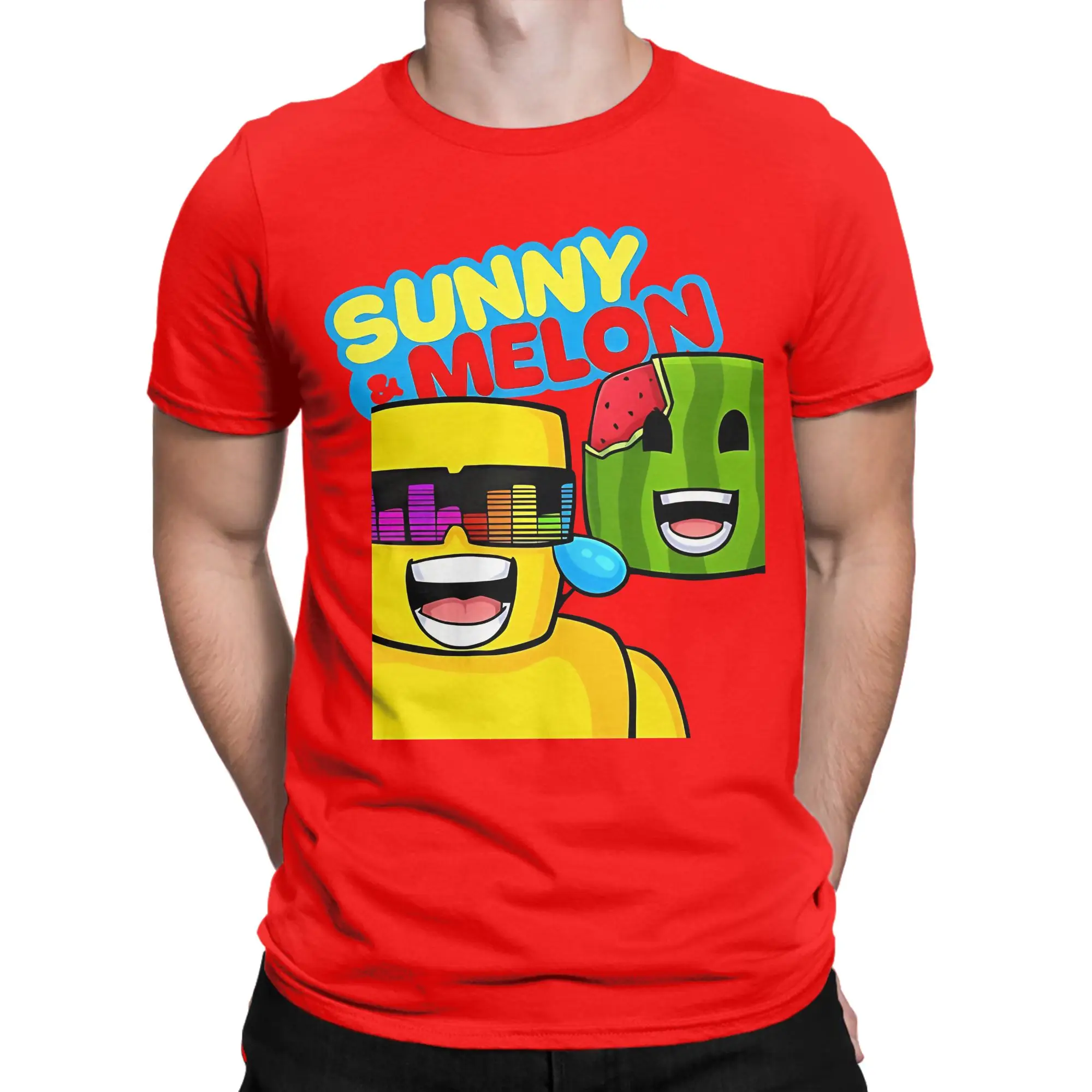 Novelty Sunny And Melon Close Up Laughing Portrait T-Shirts for Men O Neck 100% Cotton T Shirt  Short Sleeve Tees Plus Size Tops