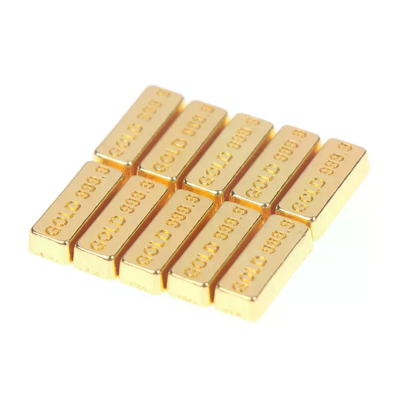 10 قطعة/المجموعة 1:12 دمية مصغرة قضبان الذهب عملة نموذج ل بيت الدمية اكسسوارات الديكور الاطفال التظاهر اللعب اللعب الهدايا #2