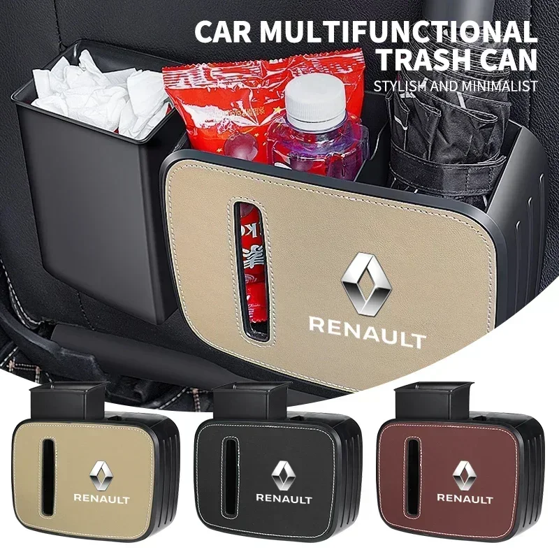 Car Seat Back Organizer Cup Holder Trash Can Storage Box Garbage Bag For Renault QM6 4 5 Kardian Rafale Espace AUSTRAL Kangoo