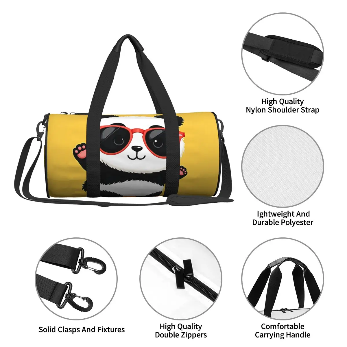 Cute Panda Anime Harajuku Tote Bag Travel Duffle Bags Funny Meme Y2K Streetwear Fitness Hand Luggage Retro Kawaii Style