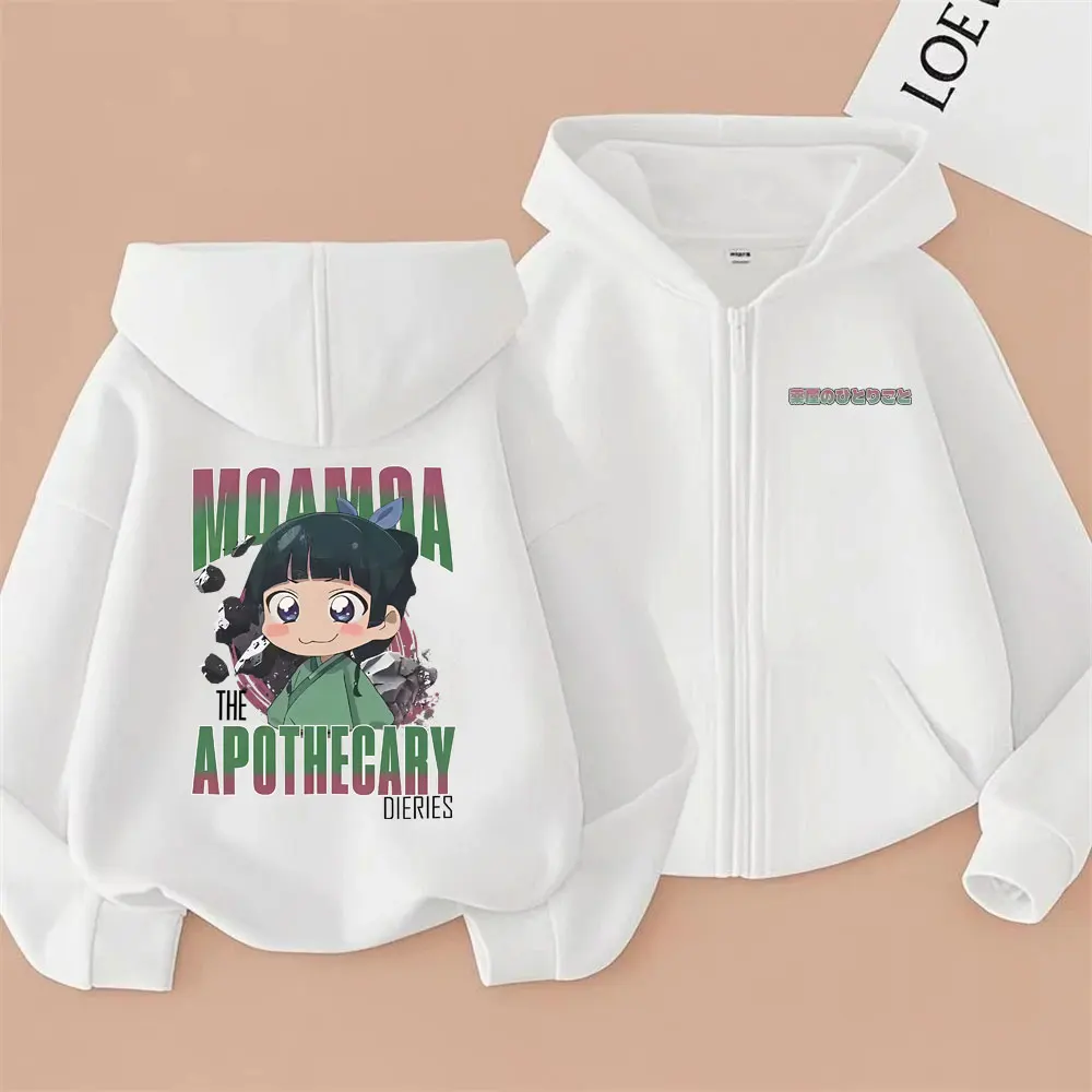 أنيمي يوميات الصيدلي قلنسوة بسحاب Kawaii مضحك Maomao الجرافيك زمم سترة معطف الرجال النساء القطن المتضخم هوديس #6