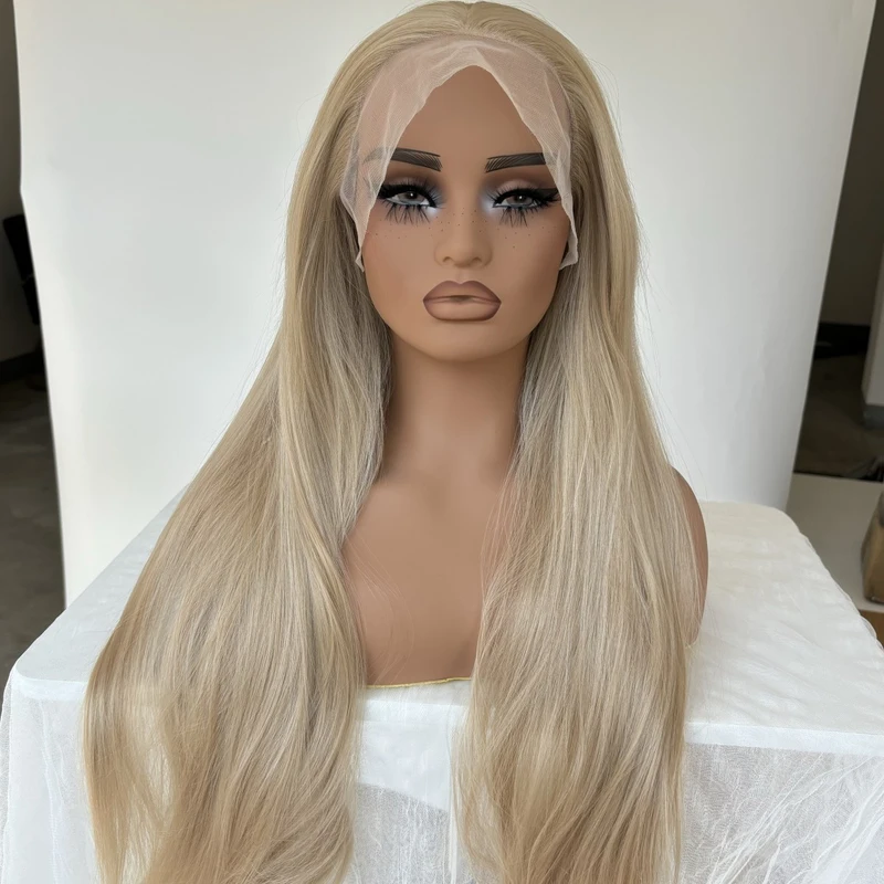 

Natural Lace Front Wig Mixed Blonde Long Straight Heat Resistant Hair