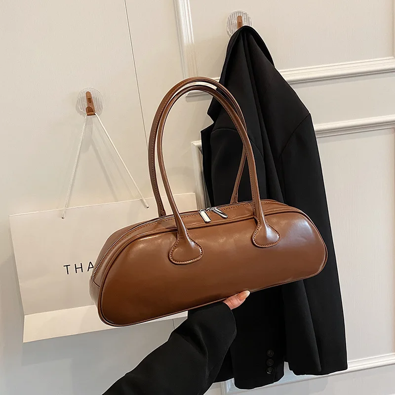 Pu Leather Solid Color Shoulder Bags For Women Designer Handbags Female Vintage Underarm Purse Ladies Elegant Sling Bag 2024 New