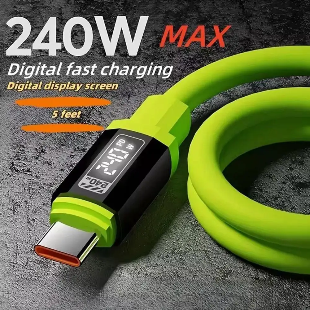 Type-C Charger Cable Long 2M Length 240W Fast Charging Cable Heat Resistant Universal Data Cable Fast Charging Solution