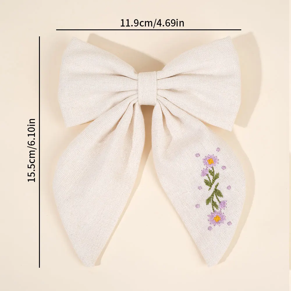 Large Embroidery Bow Hair Clip For Girls Princess Daisy Hairpin Toddler Hair Pin Barrettes Headwear Kids Hair Accessories